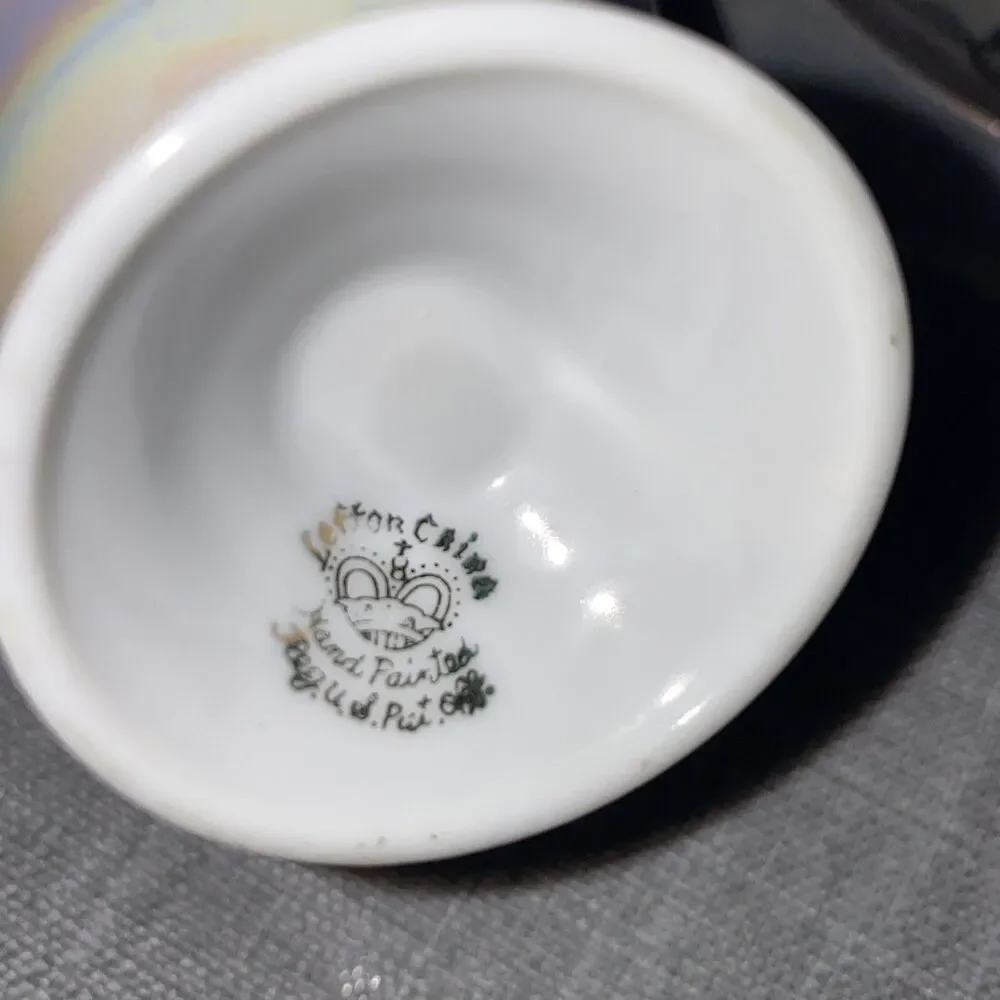 Vintage Lefton Iridescent Gold Rose Cup and Saucer Cup Set Hand Painted
